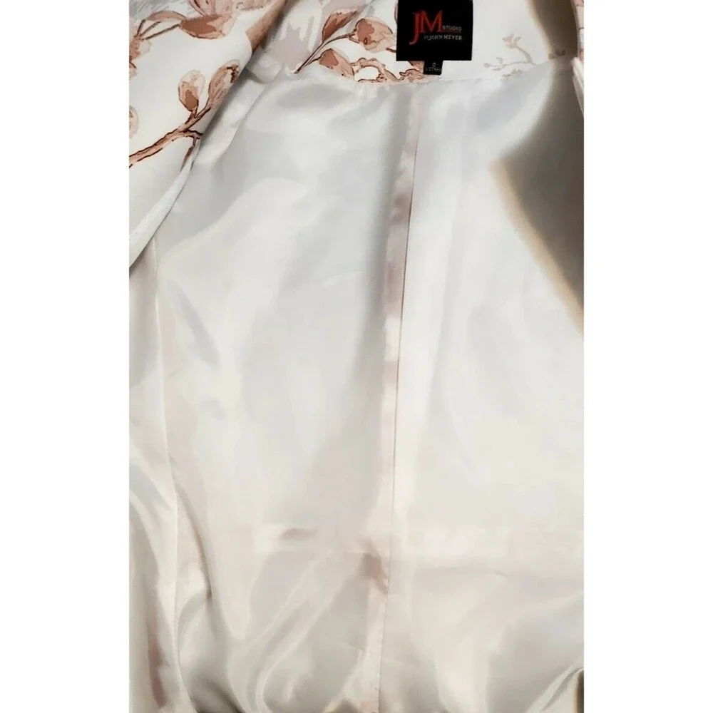 NWT JM Studio by John Meyer Womens Ivory Floral Blazer Coat Jacket Sz 8